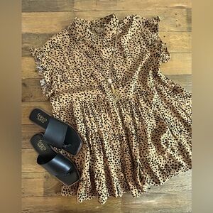 💖5 for $50💖TAN AND BLACK Cheetah Print Tunic Animal Print Lightweight